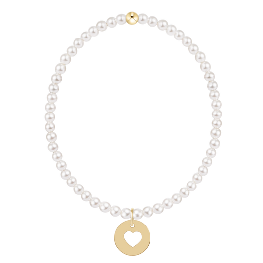 Classic Pearl 3mm Bracelet Love Gold Disc
