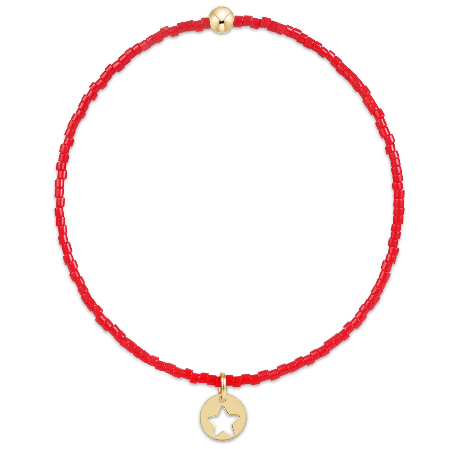 A250 Hope Classic Bracelet Bright Red Star Small Gold Disc