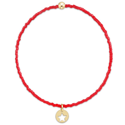 A250 Hope Classic Bracelet Bright Red Star Small Gold Disc