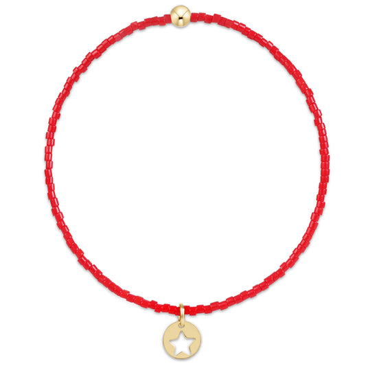 A250 Hope Classic Bracelet Bright Red Star Small Gold Disc