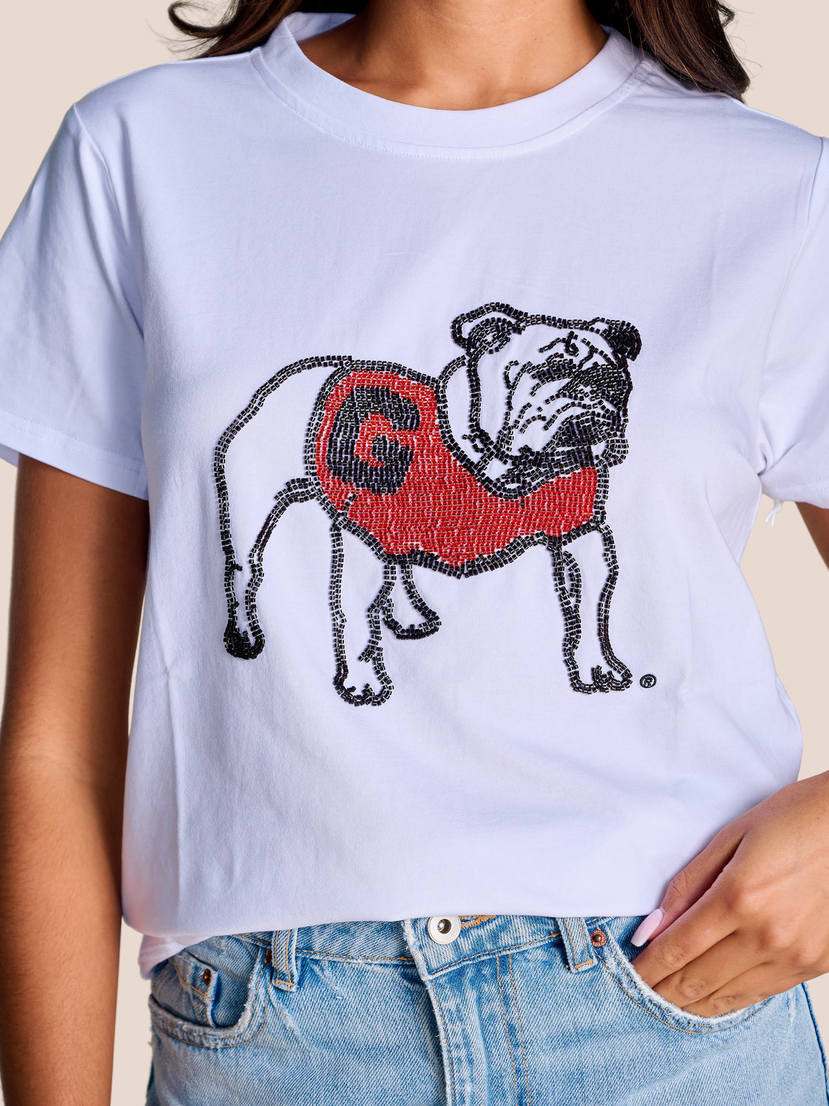 Ws The Mascot Beaded Tee Georgia