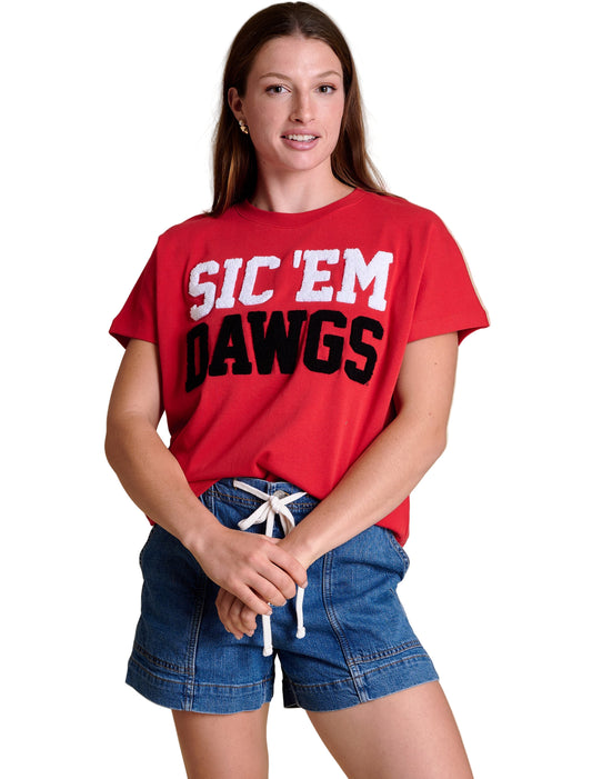 The Boxy Chenille Shirt UGA Red