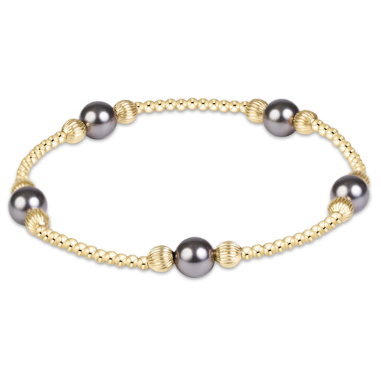 Purpose Pearl Dark Grey 6mm Dignity Gold Bracelet