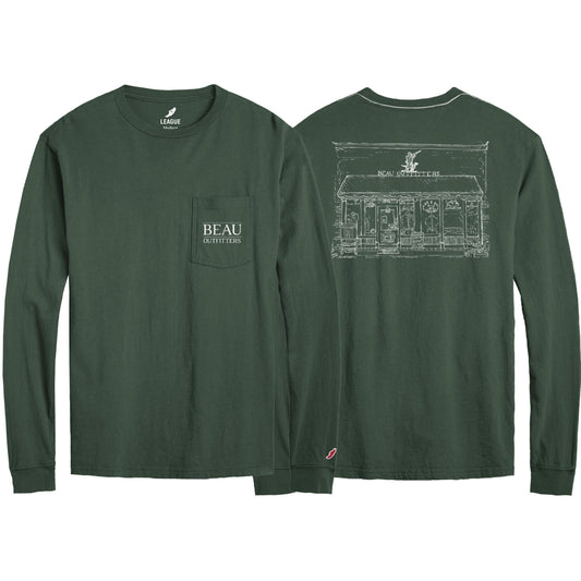 Beau Store Sketch LS T-Shirt Vintage Hunter Green
