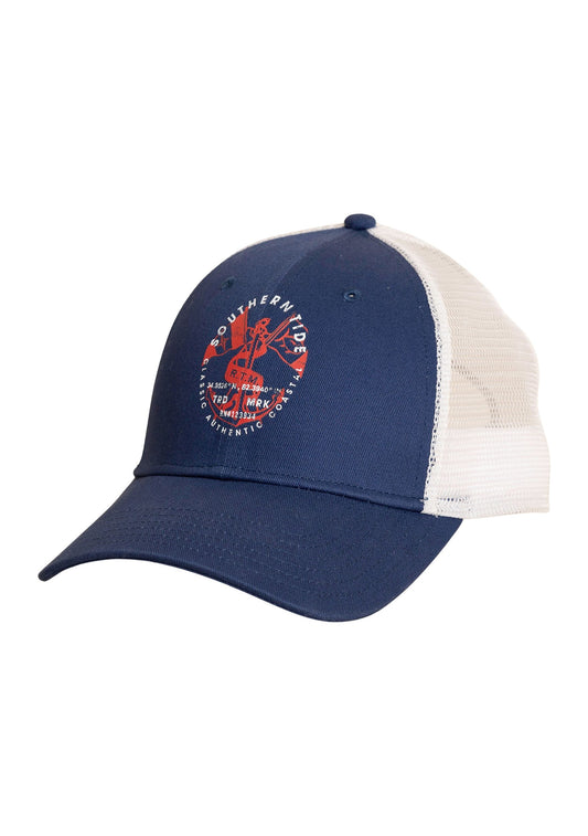 Anchors and Flags Trucker Hat Vintage Indigo