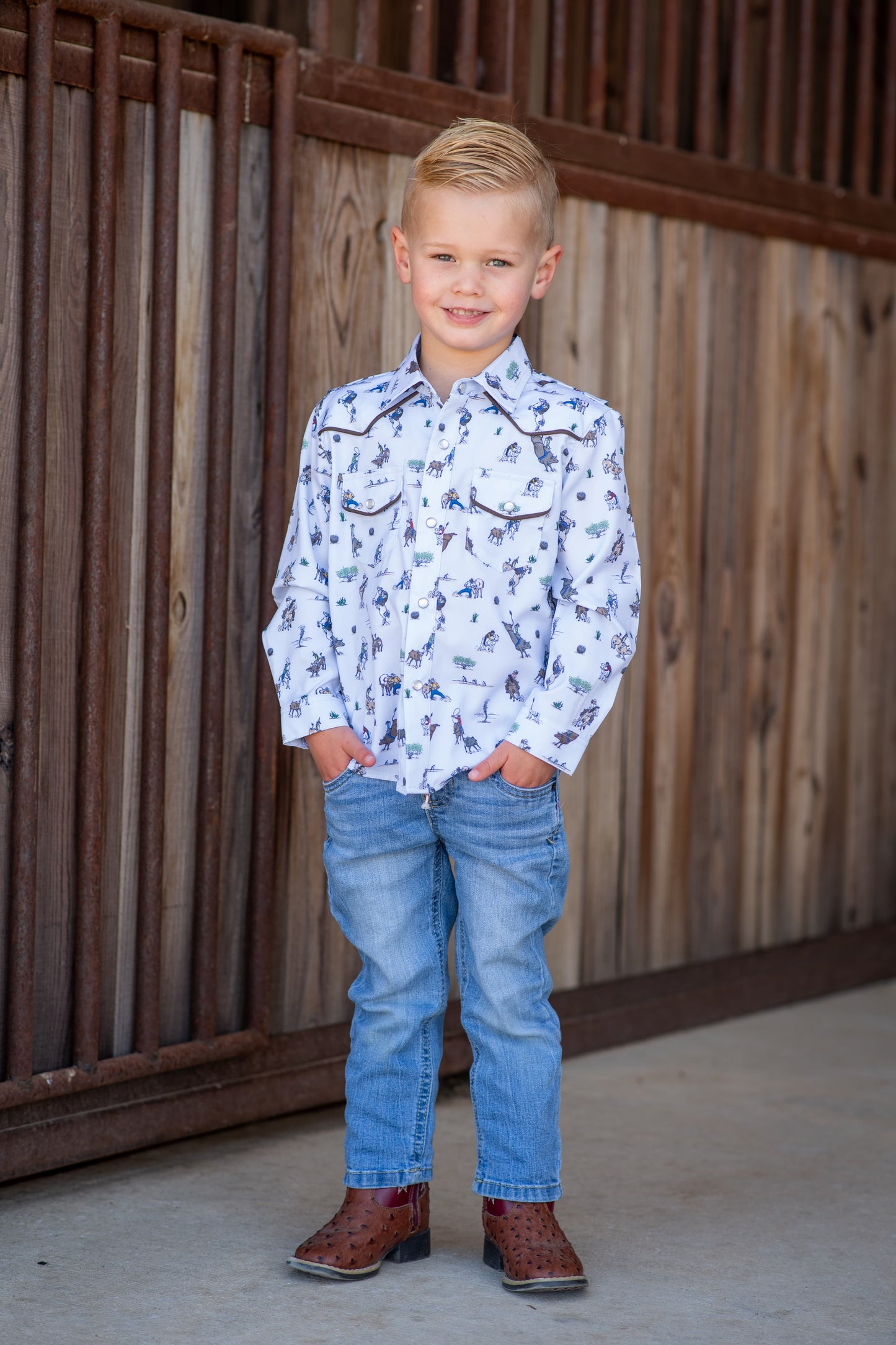 Youth Pearl Snap LS Shirt Rodeo