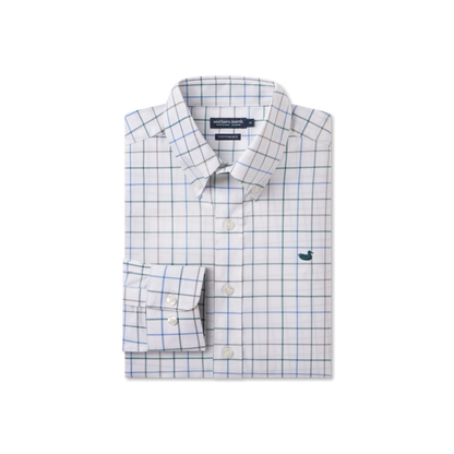 Lockhart Windowpane Shirt Dark Green/French Blue