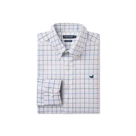 Lockhart Windowpane Shirt Dark Green/French Blue