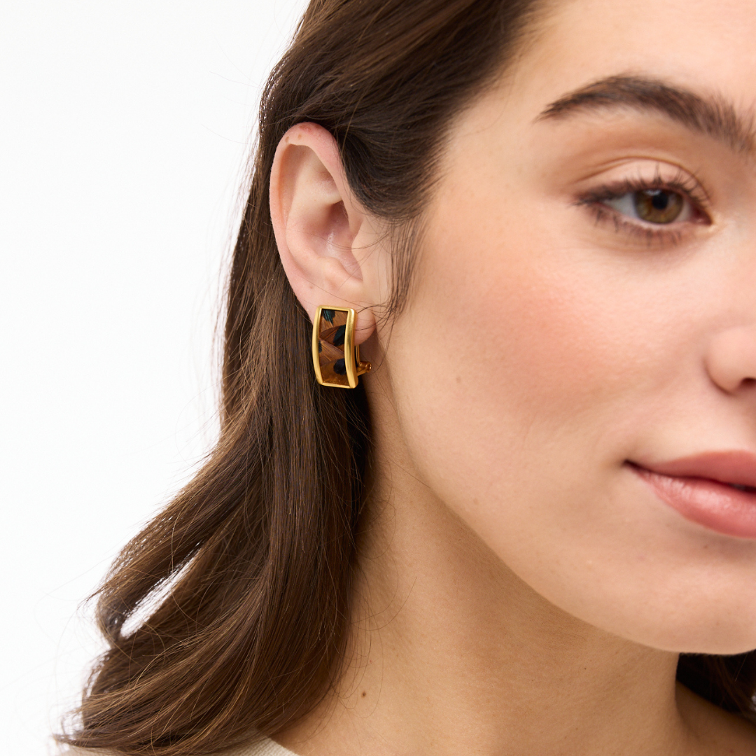 Grace Rectangular Stud Gold Earring