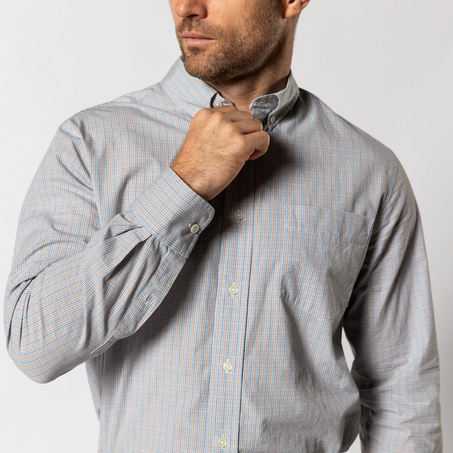 Cotton Cashmere Poplin Sport Shirt Pale Blue