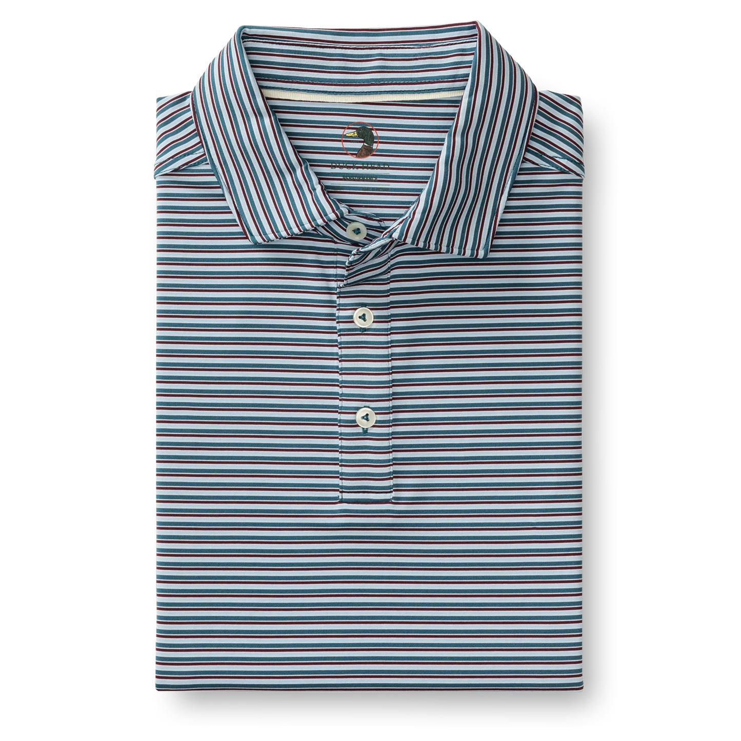 Barker Stripe Long Drive Polo Teal Blue