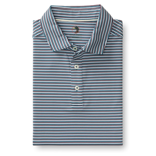 Barker Stripe Long Drive Polo Teal Blue