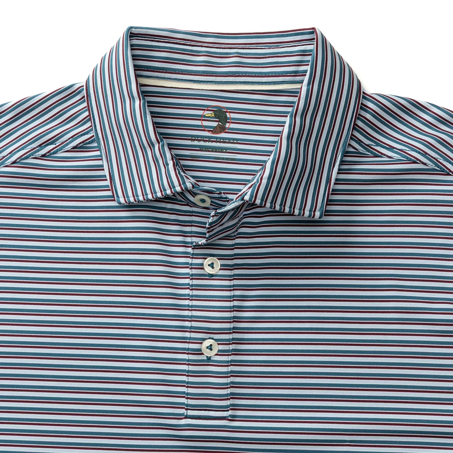 Barker Stripe Long Drive Polo Teal Blue
