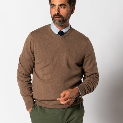 Buckley Merino V-Neck Sweater Dark Oak