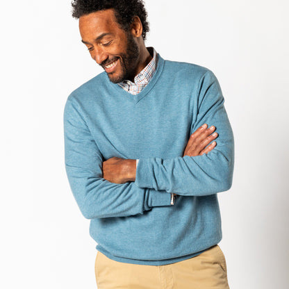 Buckley Jersey V-Neck Sweater Blue Heather