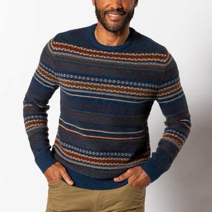 Birch Fair Isle Crewneck Sweater Maritime Blue