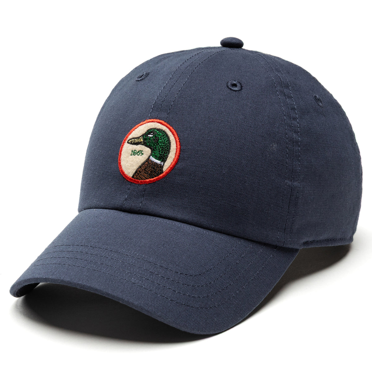 Circle Patch Linen/Cotton Hat Mallard Blue