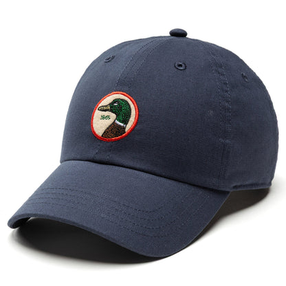 Circle Patch Linen/Cotton Hat Mallard Blue