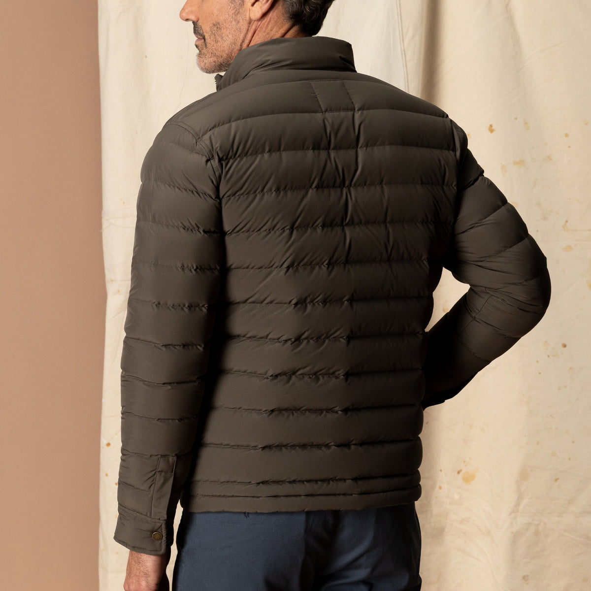 Atherton Down Quilted Jacket Crocodile Brown