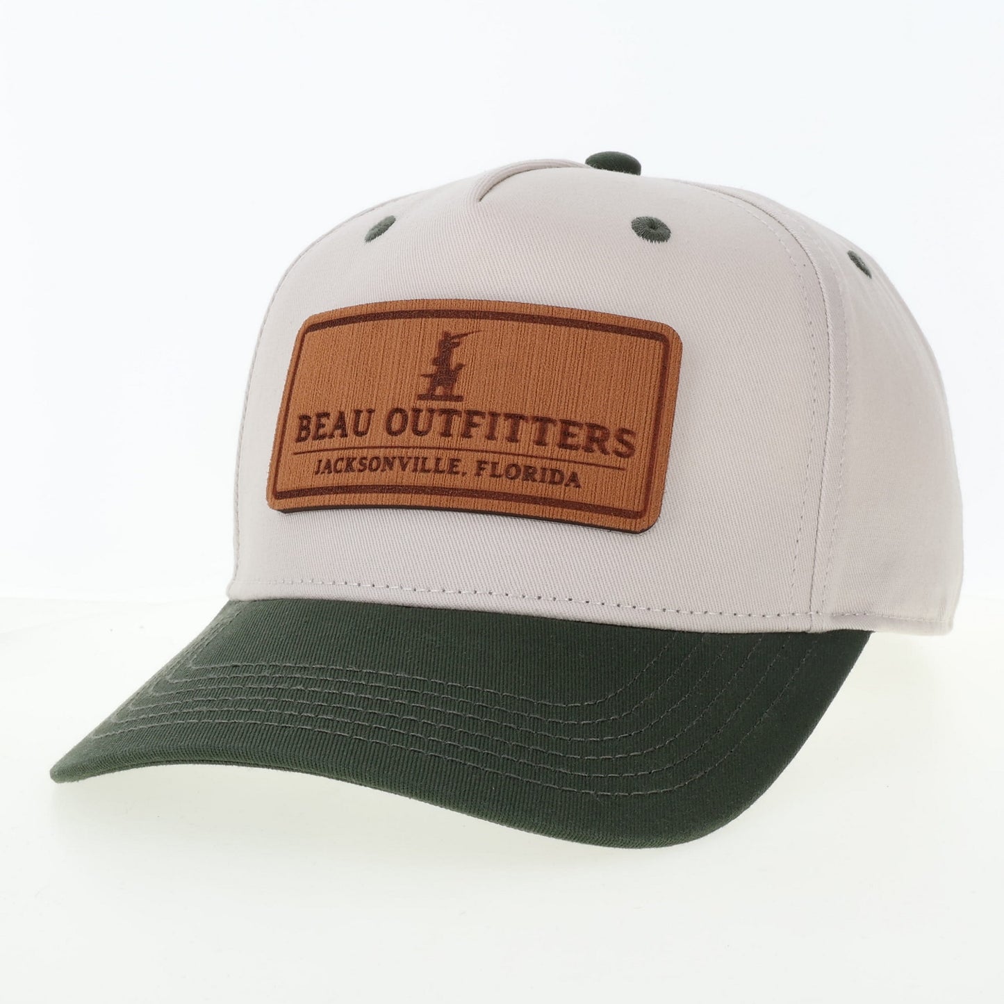 Beau x Dek'd Down Patch Twill Hat Stone/Dk Green