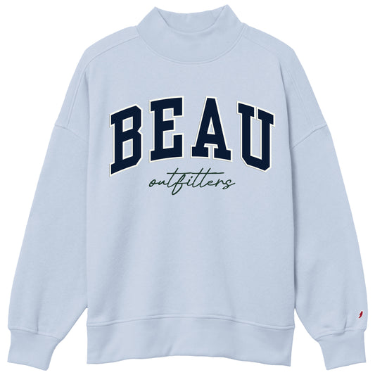 Ws Beau Logo Essentials Mock Neck Pullover Cashmere Blue