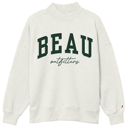 Ws Beau Logo Essentials Mock Neck Pullover Oatmeal