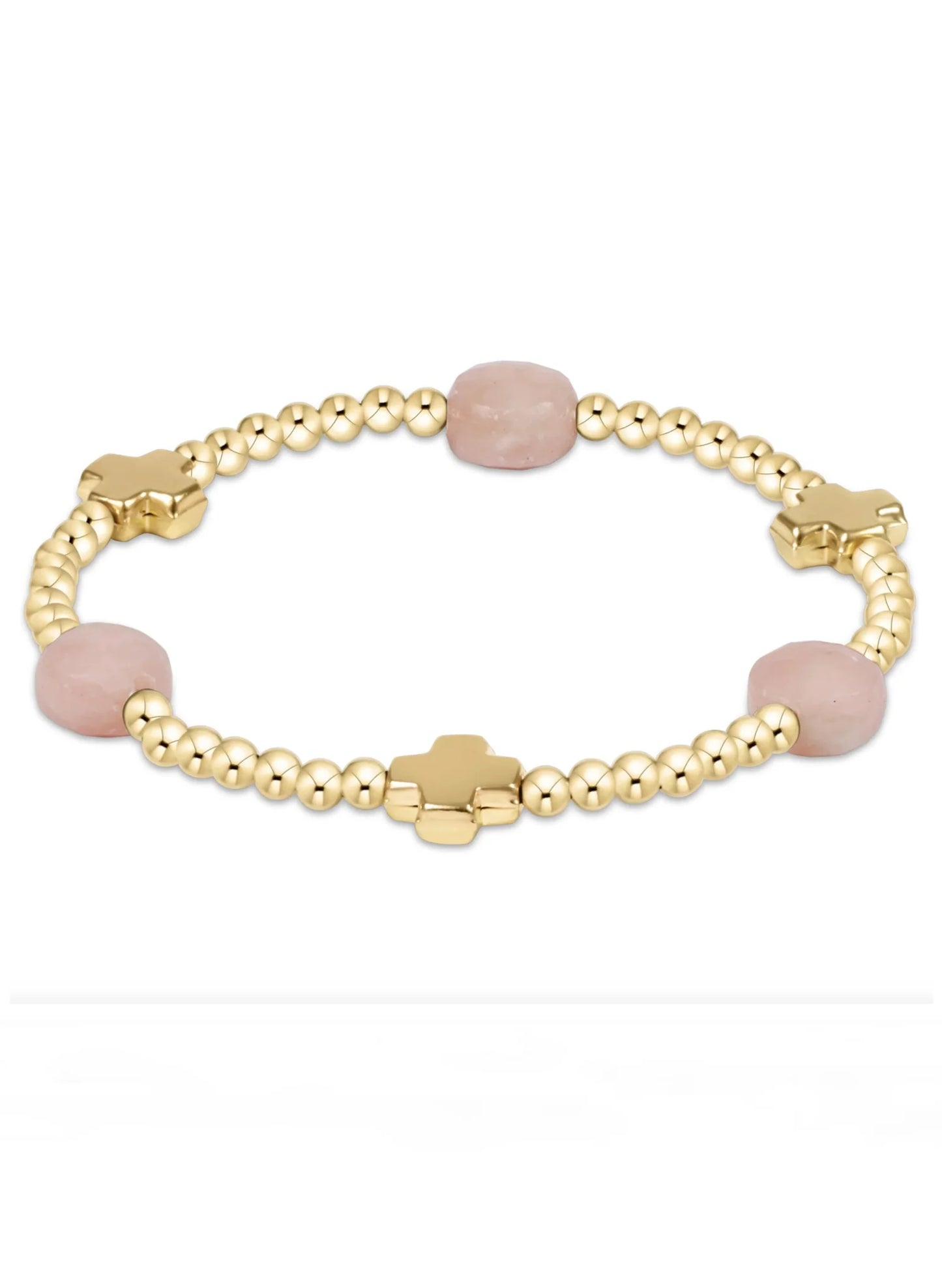 SS25 Gemstone Signature Cross Admire Gold Pattern 3mm Bead Bracelet
