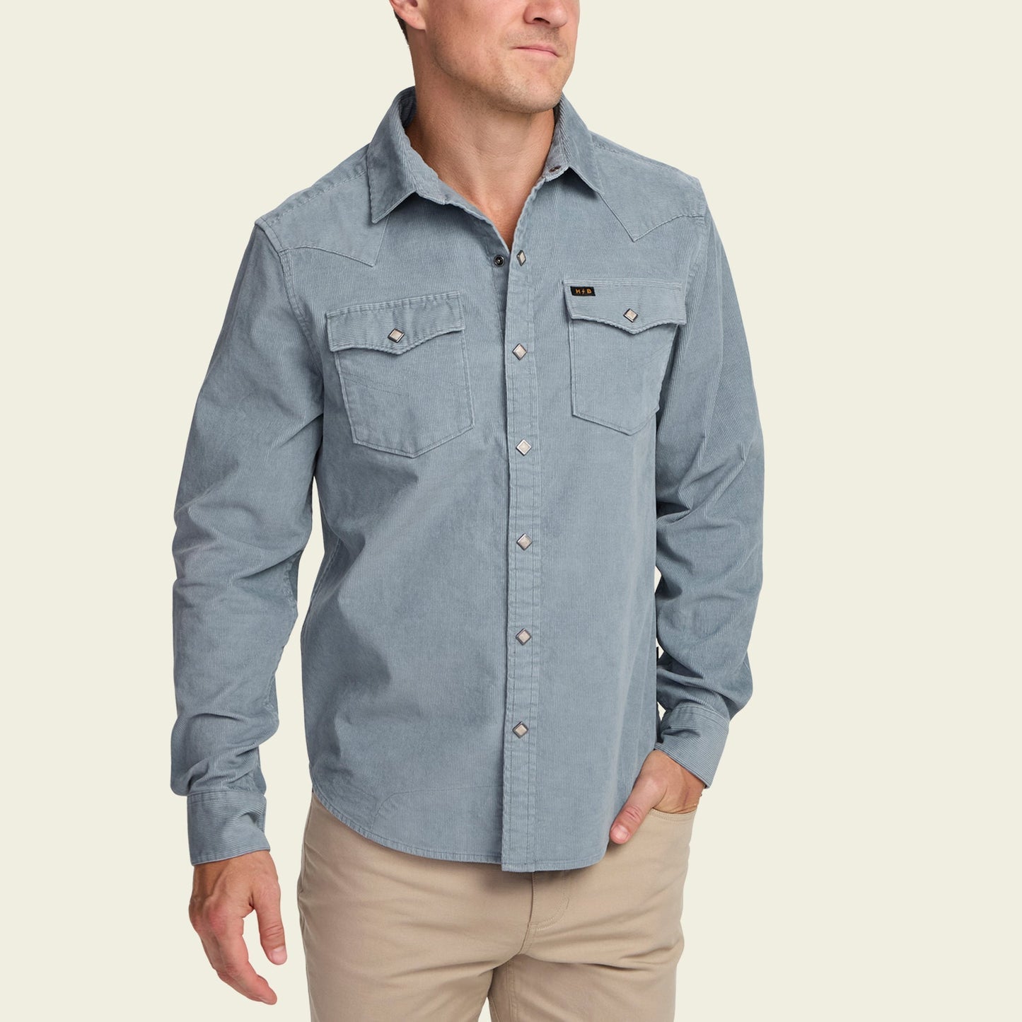 Banning Corduroy Snapshirt Iron Blue