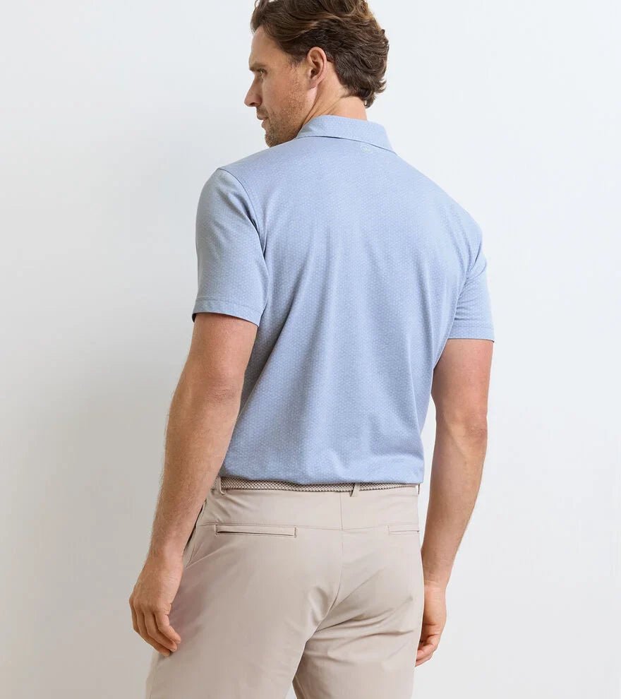 Albatross Diamond Cotton-Blend Piqué Polo Dusk Blue