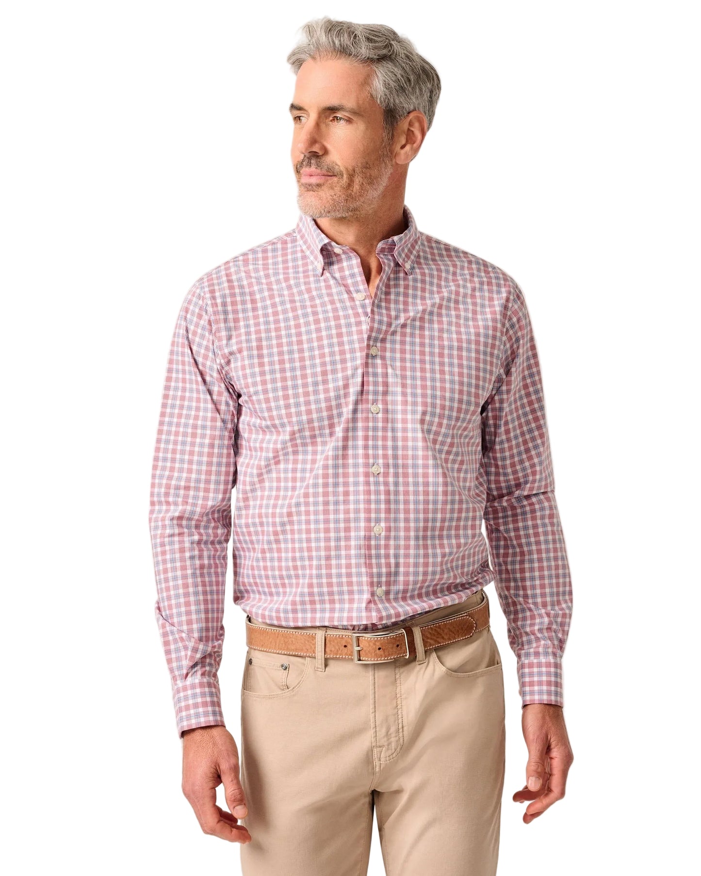 Everyday Performance Button Down Shirt - Brantley Malibu Red