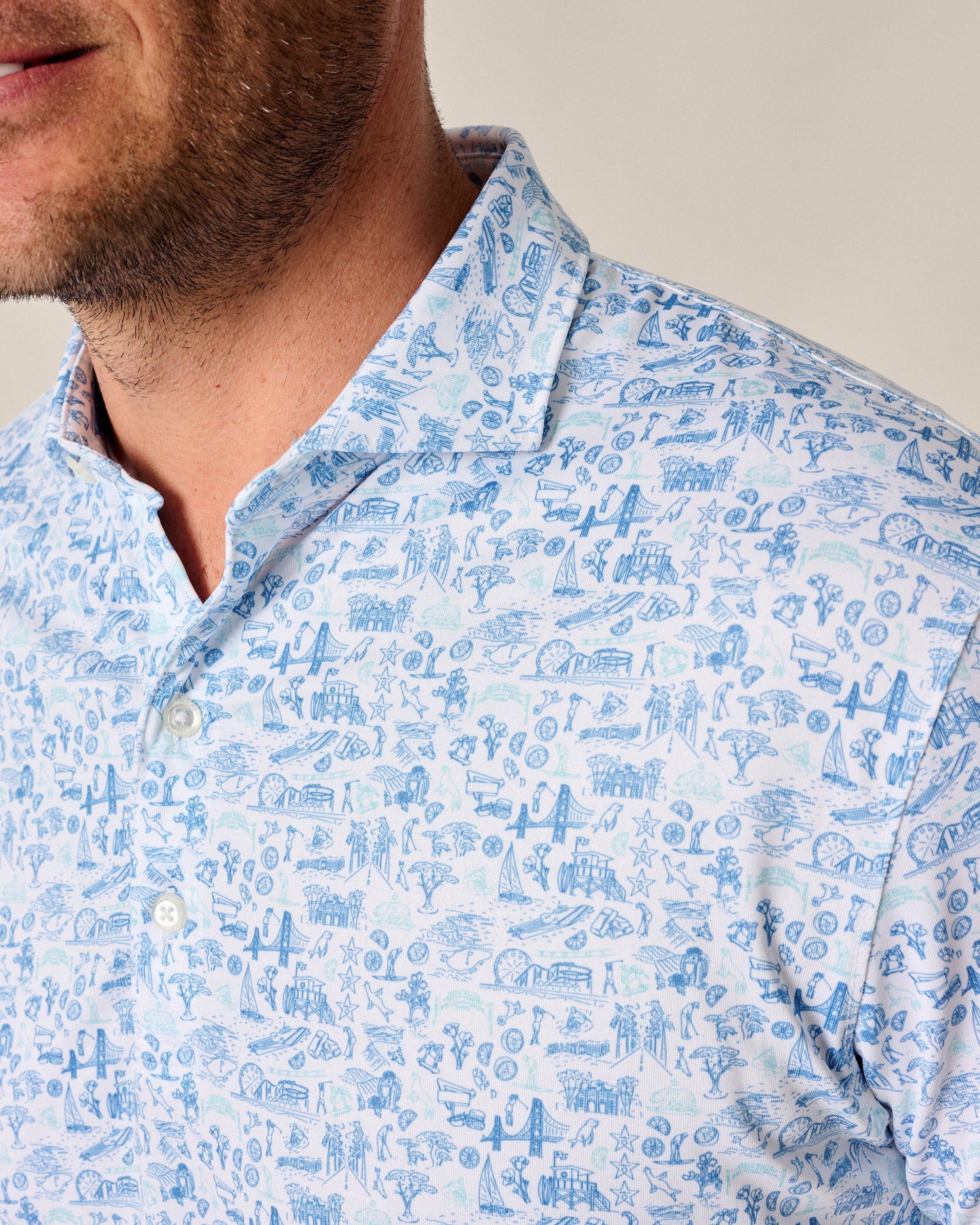 Performance Jersey Polo 20 years of JO Print Palisades Blue