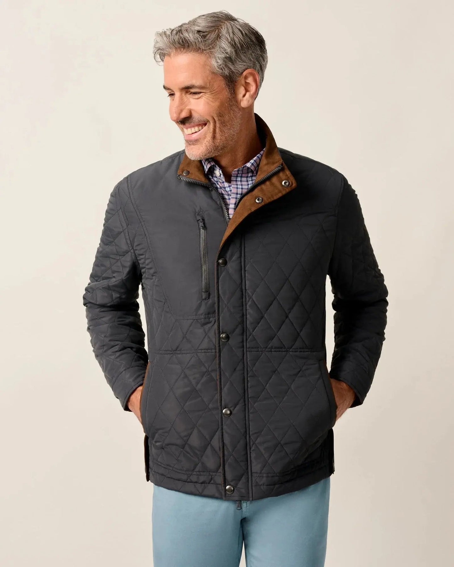 Juno Quilted Snap Jacket Dark Gray