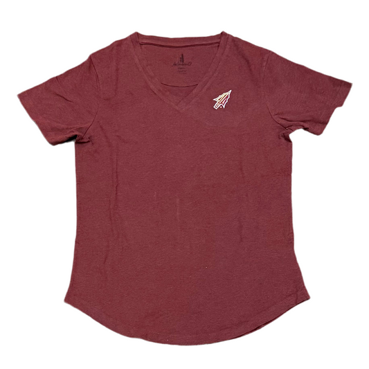 Women's Florida State University Spear Merediths V-Neck Short Sleeve T-Shirt Maroon