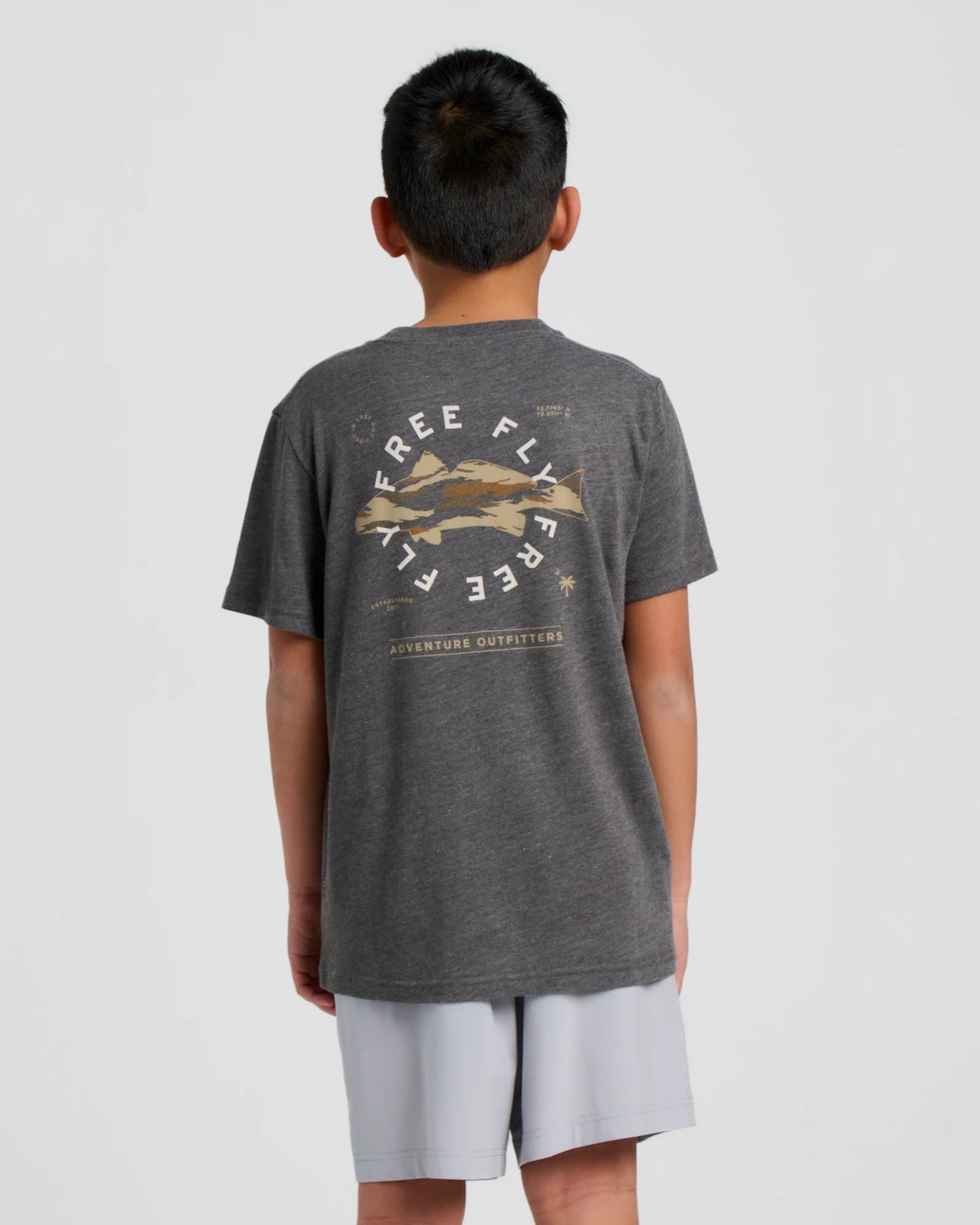 Youth Camo Redfish SS T-Shirt Black Sand