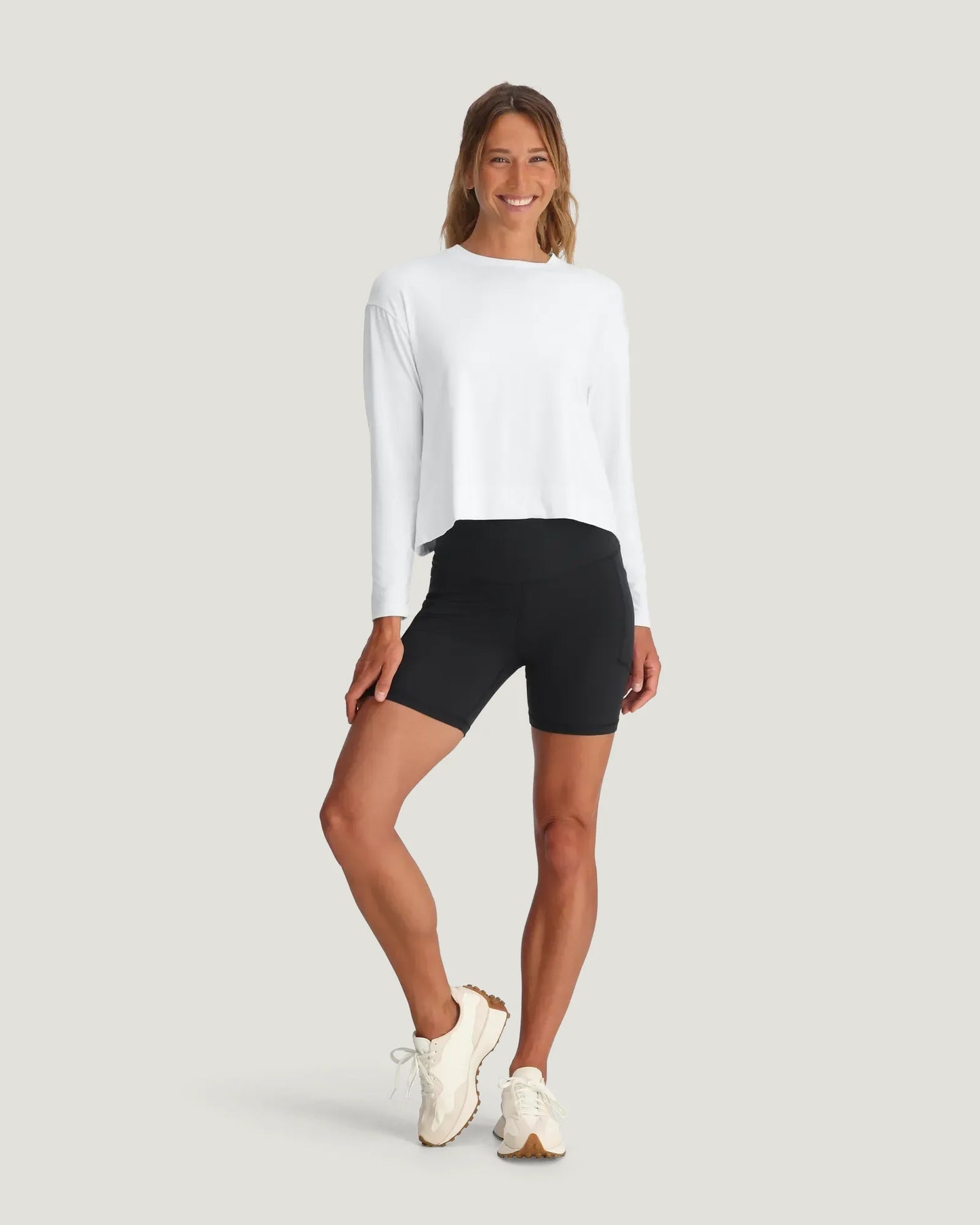 Ws Bamboo Shade Crossover LS Shirt Bright White