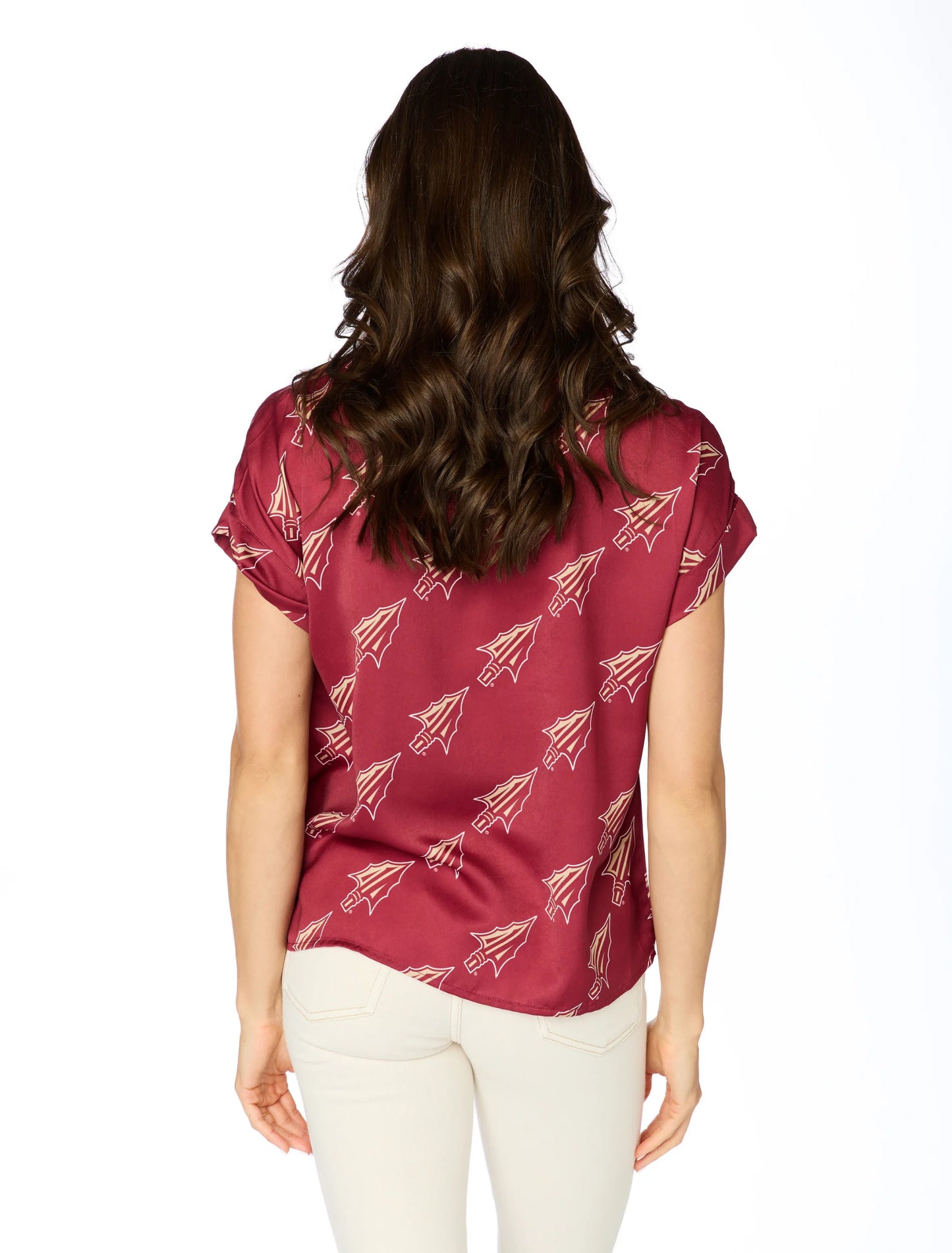 Ws FSU Spear Rolled Cuff Blouse Garnet - Beau Outfitters