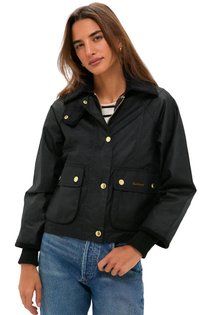 Ws Cropped Beadnell Wax Jacket Black/Classic