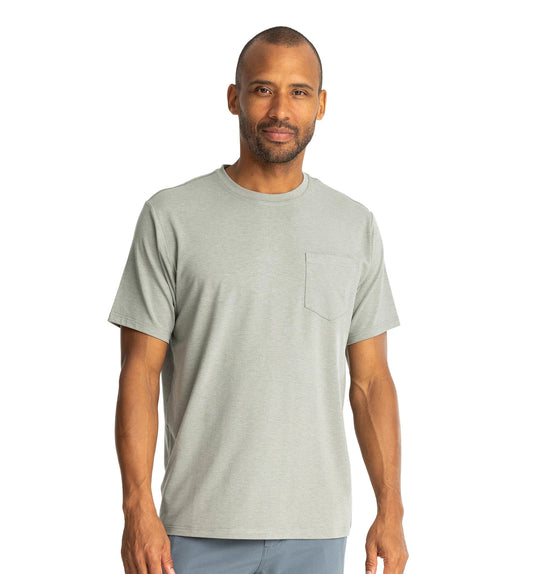 Bamboo Flex SS Pocket Tee Hthr Agave Green