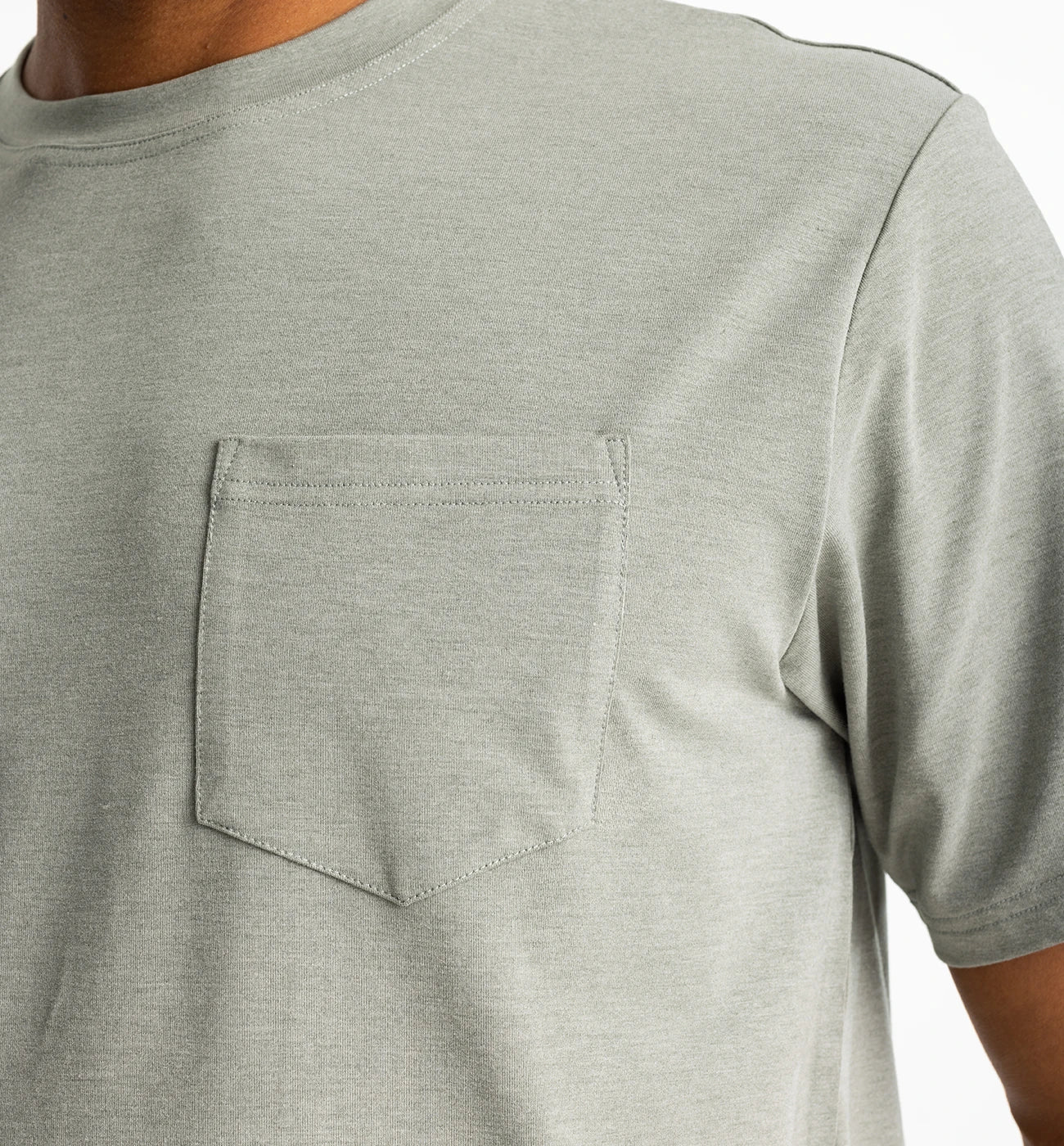 Bamboo Flex SS Pocket Tee Hthr Agave Green
