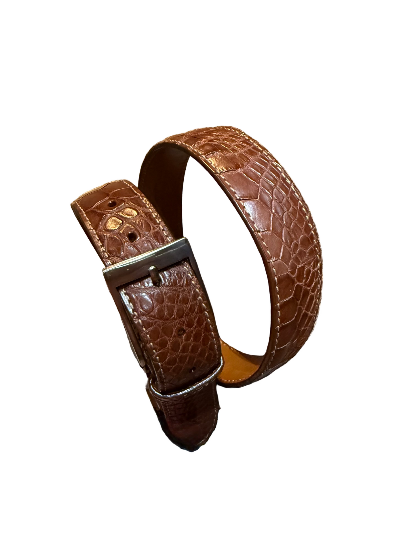 Genuine American Alligator Belt Cognac 35mm