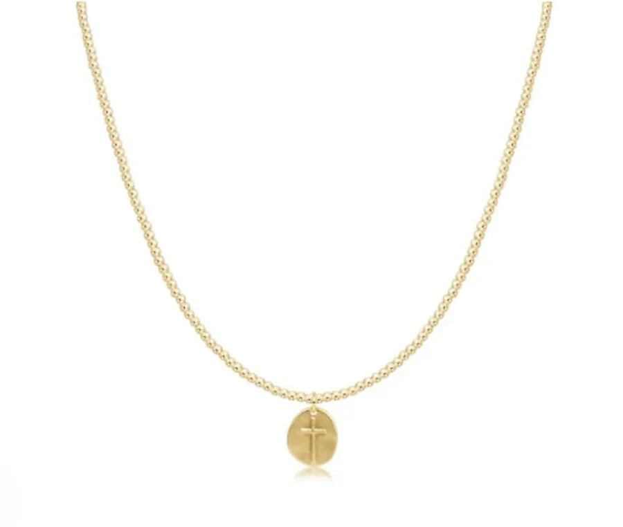 15" Choker Classic Gold 2mm Bead Inspire Small Gold Charm