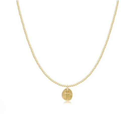 15" Choker Classic Gold 2mm Bead Inspire Small Gold Charm