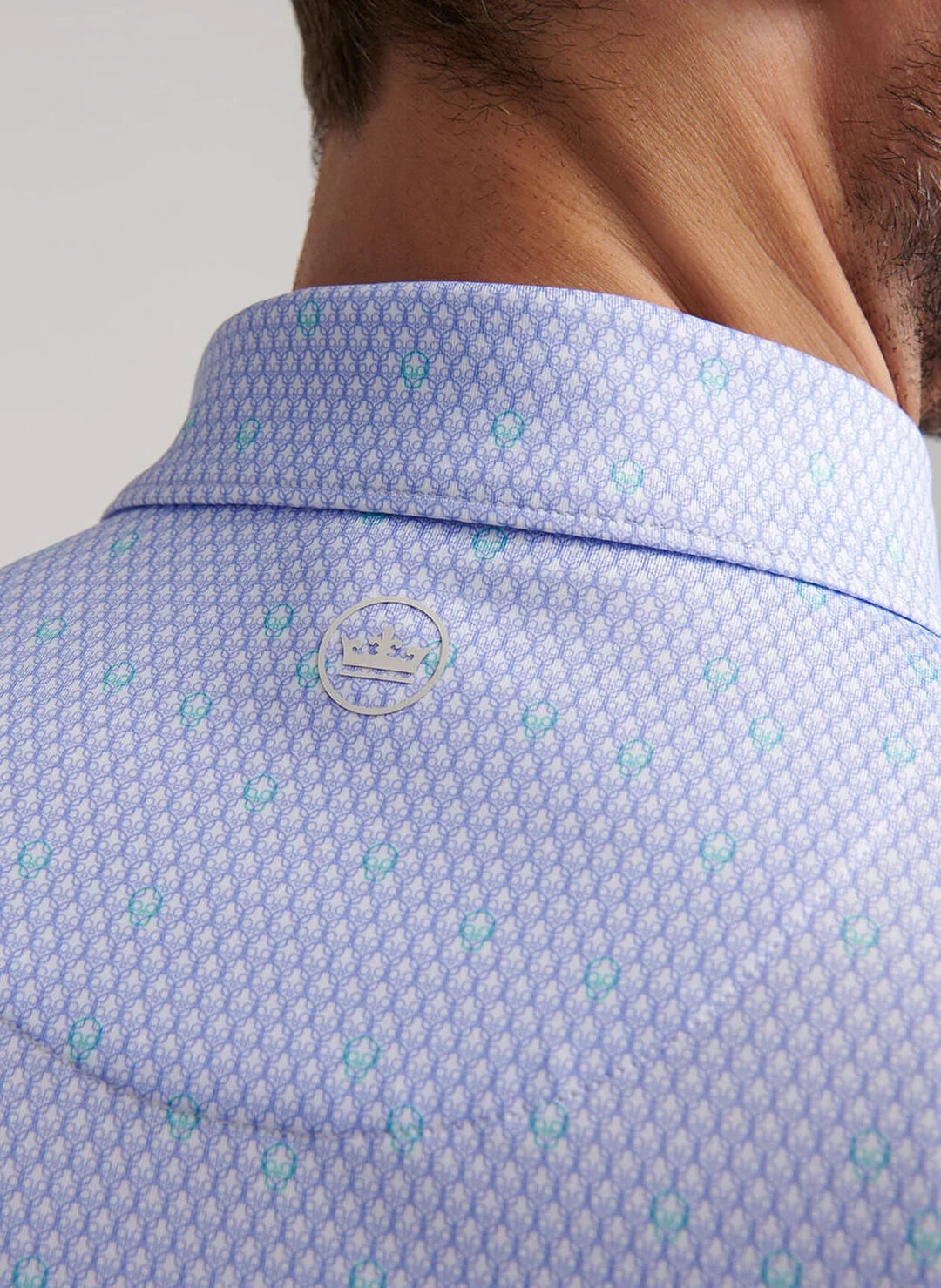 Geo Skull Jersey Polo White/Stream Blue