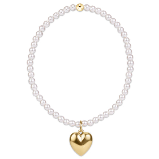 Classic Pearl 3mm Bracelet Love Plush Gold Charm