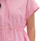Ws Solid Cap Sleeve Top Drawstring Peplum Pink