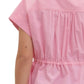 Ws Solid Cap Sleeve Top Drawstring Peplum Pink
