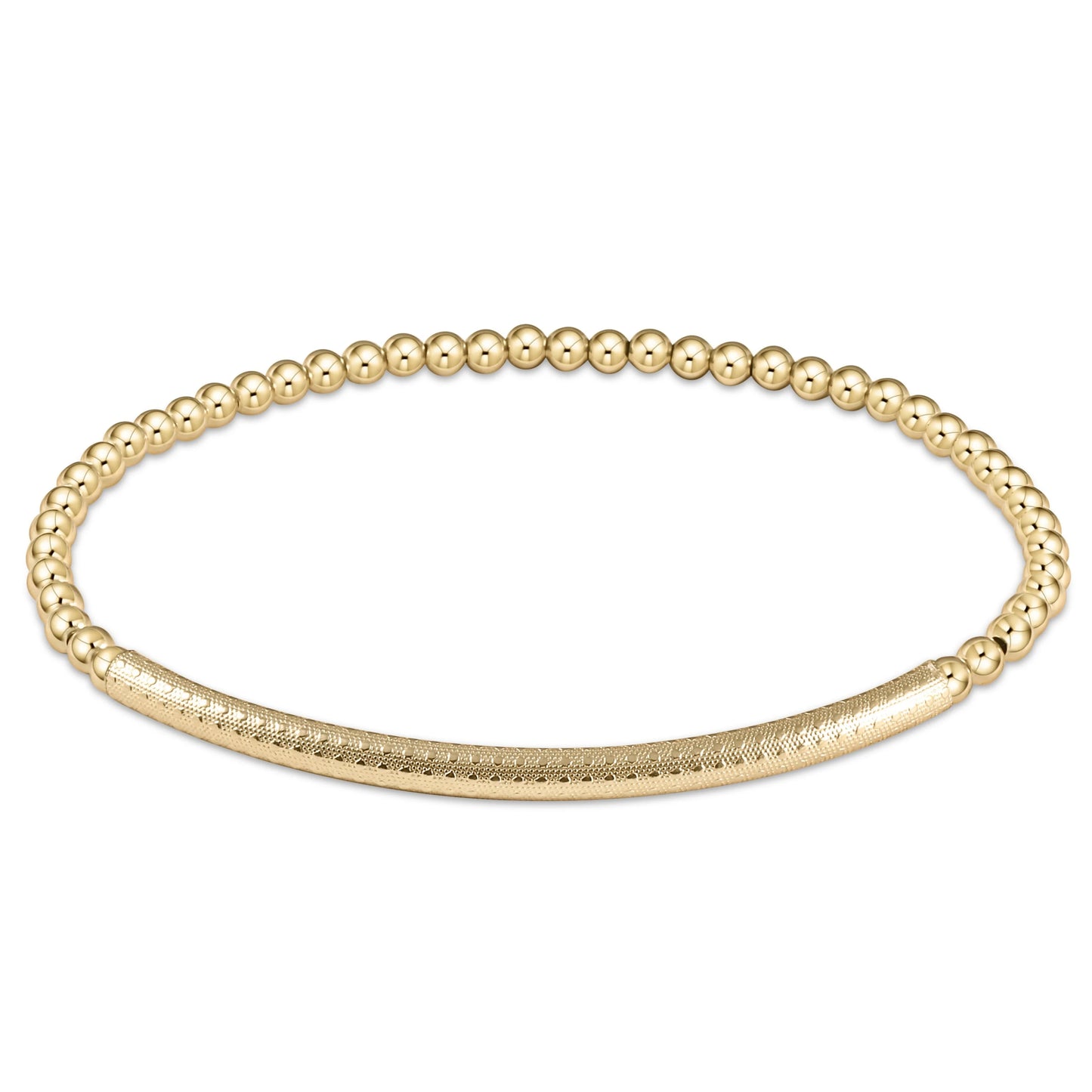 Classic Gold 3mm Bead Bracelet Bliss Bar Textured - Beau Outfitters