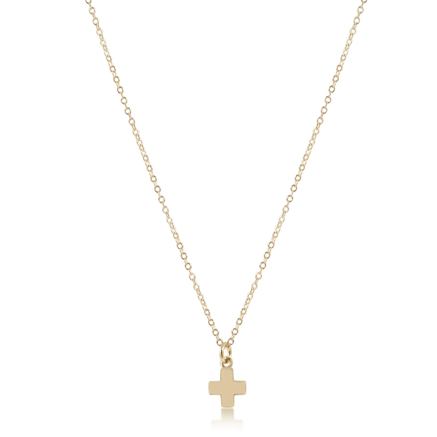 16" Gold Necklace Signature Cross Small Gold Charm