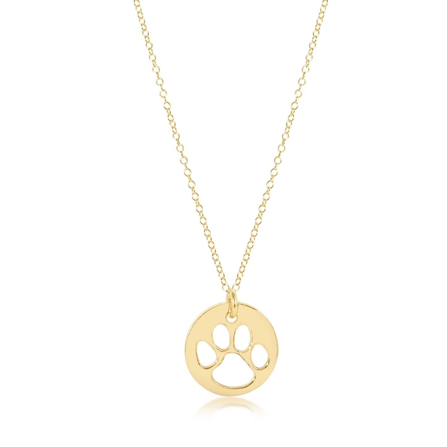 16" Gold Necklace Paw Print Gold Disc