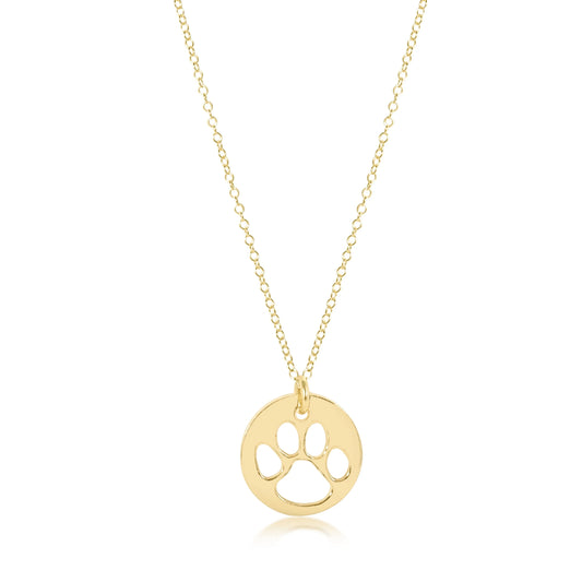 16" Gold Necklace Paw Print Gold Disc